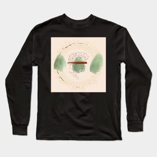 aesthetic outline of a person with golden circle and watercolor Long Sleeve T-Shirt